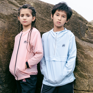 太阳石儿童快干连帽卫衣男童女童套头休闲服春夏薄款中性运动服