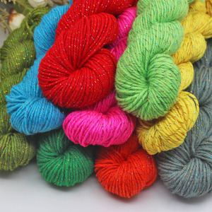 七彩金丝线晴纶毛线团加彩丝腈纶线手工diy编织中粗勾织拖鞋毛线