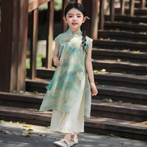 女童汉服套装夏季2024新款儿童新中式国风夏装女宝宝旗袍裙两件套
