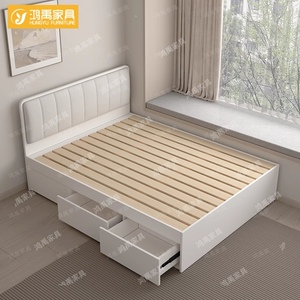 现代简约实木床板储物榻榻米床小户型高箱床板式踏踏米抽屉双人床