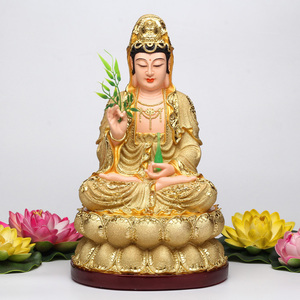 慧鑫 白衣观世音菩萨彩绘树脂佛像南海滴水观音菩萨镇宅 供奉坐莲