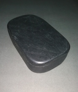 日本精品旧文房 日本名砚 那智黑石砚 原石盖付 重1168g 特价