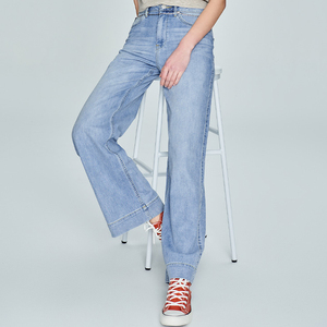 lee牛仔裤女正品代购2023春夏新品高腰薄款天丝直筒宽松阔腿长裤