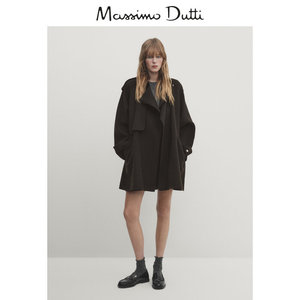 新品特惠 Massimo Dutti2024女装老钱风极简风高级感宽松版风衣式毛呢大衣 06408509529