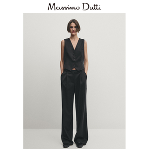 新品特惠 Massimo Dutti 2024女装 职场轻熟OL通勤风灰色短版西装背心 06029538200