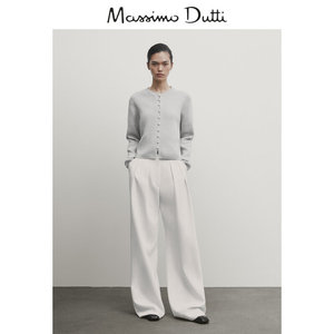 新品特惠MassimoDutti2024女装法式极简风纽扣短款圆领毛衣针织开襟衫外套 05705582806