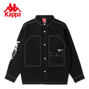 Kappa卡帕滑板衬衫男牛仔衬衫外套嘻哈印花长袖卫衣K0C12SC15D