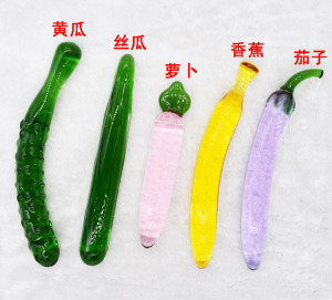 女用蔬菜阳具自慰高潮女性水晶情趣玻璃卡头v蔬菜棒香蕉黄瓜性用品情趣产品器具图片