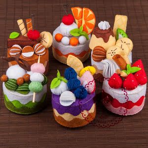 雨熙玩具淘宝美味小蛋糕饼干甜点套餐幼儿玩具 不织布手工布艺diy