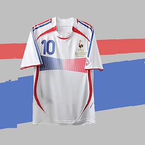 2006年法国白色复古球衣短袖经典款高卢雄鸡法国足球服品质足球服