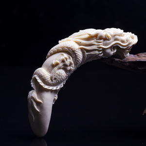 尚之阁猛犸象牙手把件猛犸牙把件龙头牙尖镇宅猛犸牙雕龙雕件手工