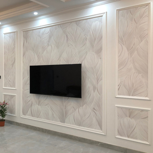 沙发电视背景墙壁纸现代简约墙纸大气羽毛墙布卧室壁画影视墙壁布