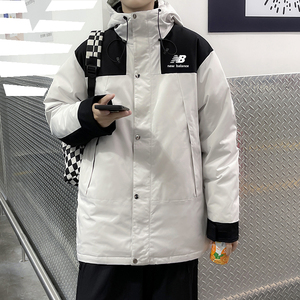 新款正品nb羽绒服男女 连帽白鸭绒拼接冲锋衣保暖冬装新百伦外套