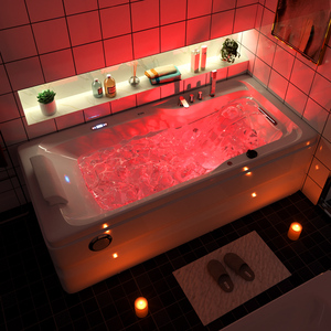 家用小户型卫生间全自动恒温加热高级按摩冲浪亚克力淋浴一体浴缸