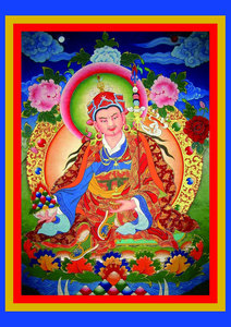 邬金财神莲花生画像佛堂佛像画相纸塑封水晶圆角摆台莲师财神定制