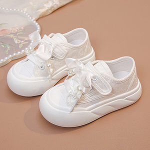 女童小白鞋2024新款夏季休闲软底运动板鞋透气儿童鞋子女孩帆布鞋