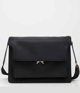 marni玛尼trunk女经典款黑色大号尼龙翻盖单肩包风琴包sbmp0091q0