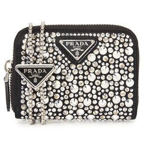 prada普拉达 女新款三角徽标仿水晶装饰单肩链条包卡包钱包1mr020