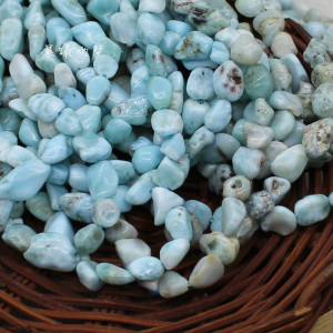 无忧化 天然原石拉利玛海纹石随形有孔碎石 diy串珠手作材料配饰