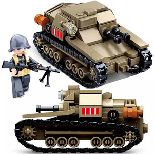 军事积木CV33轻型坦克履带式虎式装甲车水陆两栖步兵战车拼装玩具