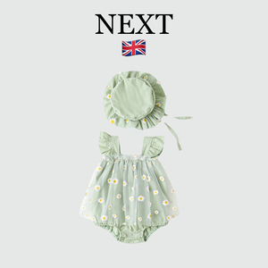 英国NEXT婴儿连体衣夏季百天衣服女宝宝周岁礼服女童包屁衣网纱裙