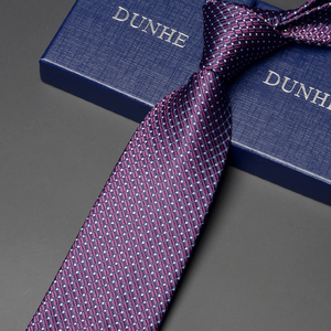 商务正装紫色领带男士结婚新郎 商务职业装团体8cm拉链式易拉得潮
