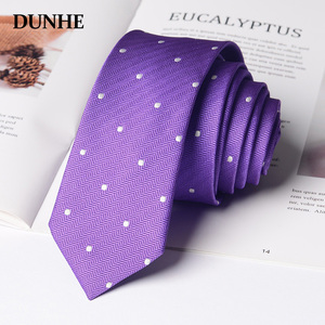 5cm男士紫色白点领带衬衫女学院风韩版细窄休闲年轻小众设计感潮