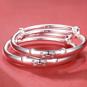 七牌银楼9999足银鼠年宝宝手镯纯银生肖鼠出生满月礼周岁儿童手镯