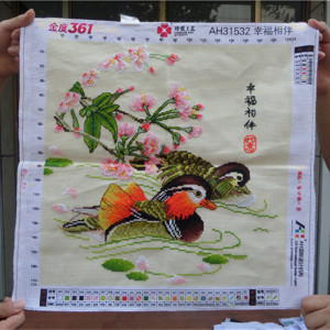 纯手工十字绣成品鸳鸯戏水幸福相伴婚礼结婚客厅卧室画新款没绣的
