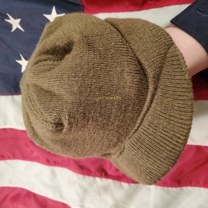大号二战美军军版原品陆军橄榄绿棕褐色纯毛毛线制jeep吉普防寒帽