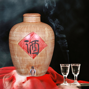 景德镇陶瓷酒坛子老式土陶带龙头水嘴50斤装密封带盖泡酒专用酒罐