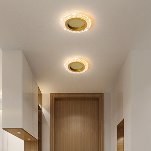 水晶过道灯走廊灯led小吸顶灯广东中山入门玄关灯圆形轻奢阳台灯