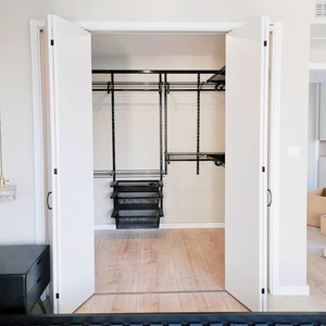 定制实木折叠门极简平板衣帽间衣柜折叠推拉门无下轨储物间折叠门