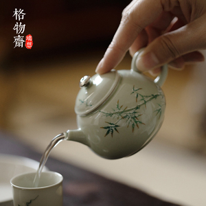 格物齋丨果青釉手绘茶壶贵妃壶功夫茶具套装家用陶瓷泡茶壶单壶