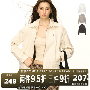 Ariseism美式复古基础百搭夹克外套女2024春秋新款宽松小个子上衣