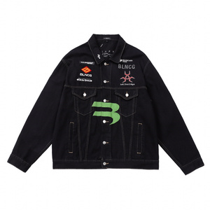 balenciaga/巴黎世家 男士休闲运动夹克街头机车风绣花牛仔外套