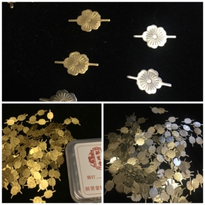 锔瓷 黄铜白铜梅花锔钉牡丹花锔钉 直钉 花钉 金缮  紫砂壶修复