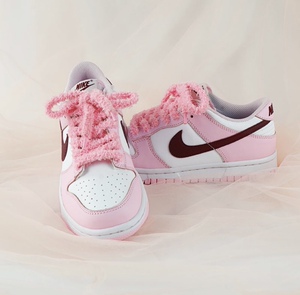 适配aj1 af1鞋带nike dunk low(gs)樱花粉情人节渐变扎染鞋带绳