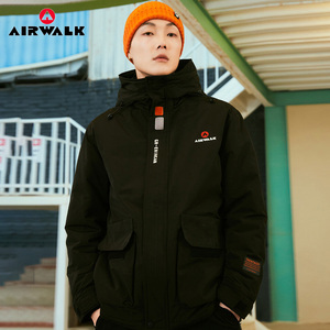 airwalk羽绒服短款男士2021秋冬季新款立领宽松加厚工装外套棉衣