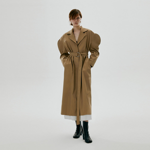 plus2022春季新款皮革拼接撞色风衣中长款高级感大衣外套1人付款1818