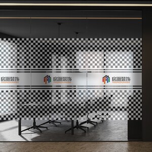 办公室玻璃门腰线贴膜公司logo定制磨砂玻璃贴纸防撞条镂空广告字