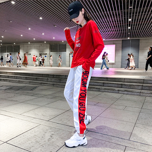 新款鬼步舞服装广场舞运动套装男女团嘻哈宽松裤时尚曳步舞上衣服