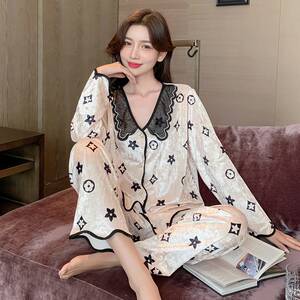 京东购物官网商城唯品会金丝绒睡衣女春秋款2021年新款长袖网红爆