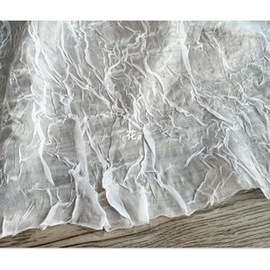 白色水波纹水光皱纱布料肌理压褶皱百褶网纱透明面料设计师创意