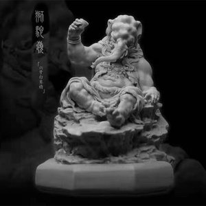 日g本购狮驼岭六牙白象精金翅大鹏雕白模雕像模型摆件