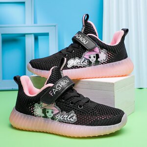 粉色椰子鞋女童运动鞋夏季休闲鞋儿童透气蜂巢洞洞小中大童网面鞋