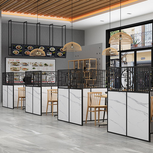 现代餐厅卡座包间隔断装饰火锅店铁艺围栏格饭店矮屏风挡板墙定制