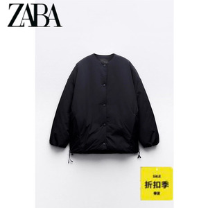 ZA家2023秋冬新款女装黑色宽松系列薄款棉服夹克外套 0518252 401