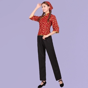 怀旧服装30-40年代衣服民国时期农村姑娘女阿庆嫂采茶表演出妇女