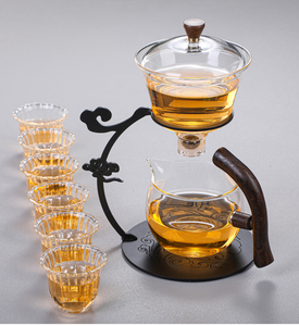 铁架烤漆半自动祥云懒人家用磁吸耐热高硼硅玻璃茶具泡茶器茶具